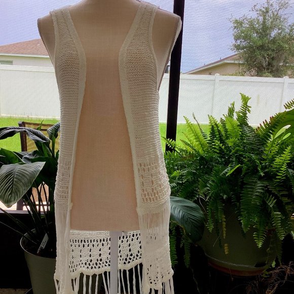 STEVE MADDEN WOVEN WOMEN VEST CREAM ONE SIZE